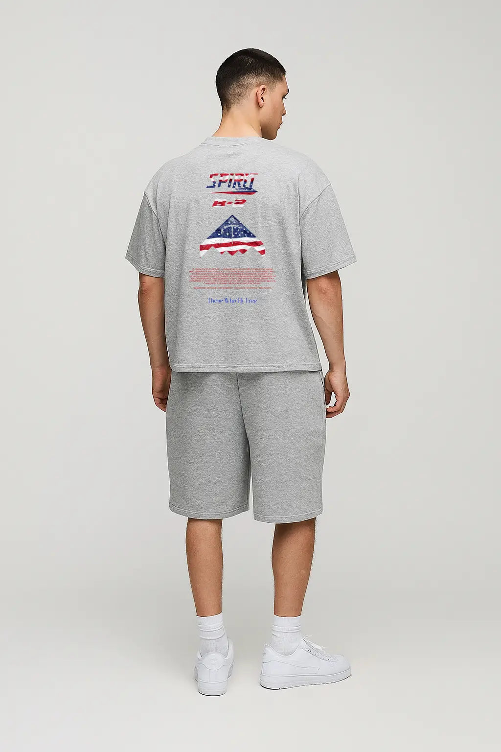 B2 Spirit Bomber USA Flag light gray marl tee