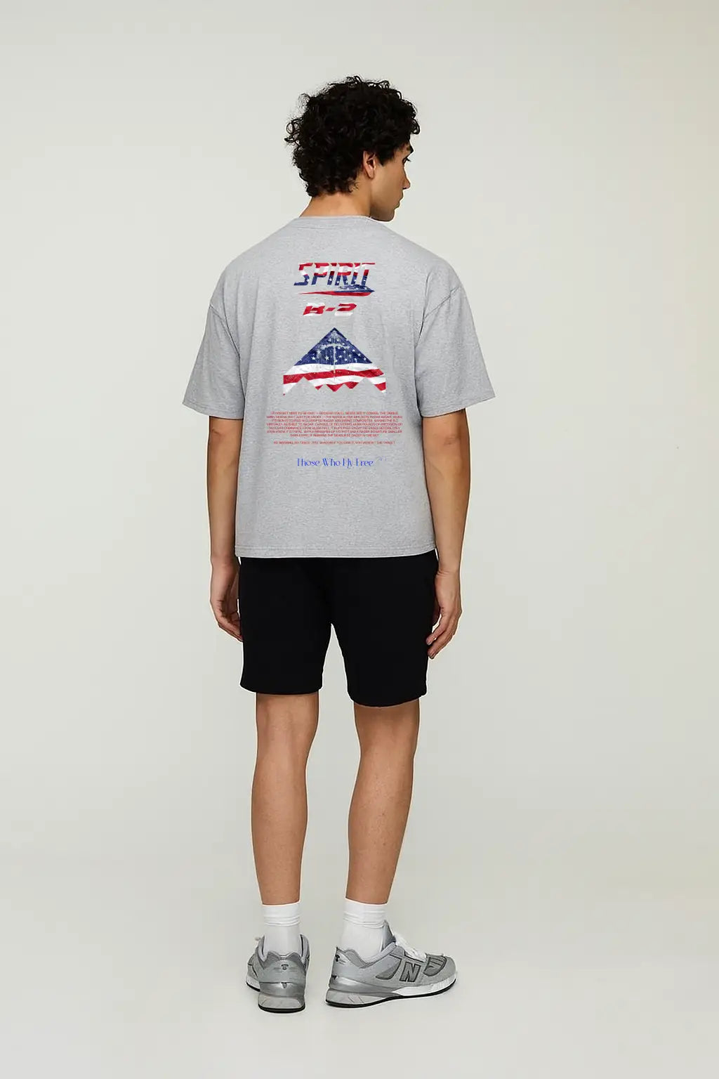 B2 Spirit Bomber USA Flag light gray marl tee