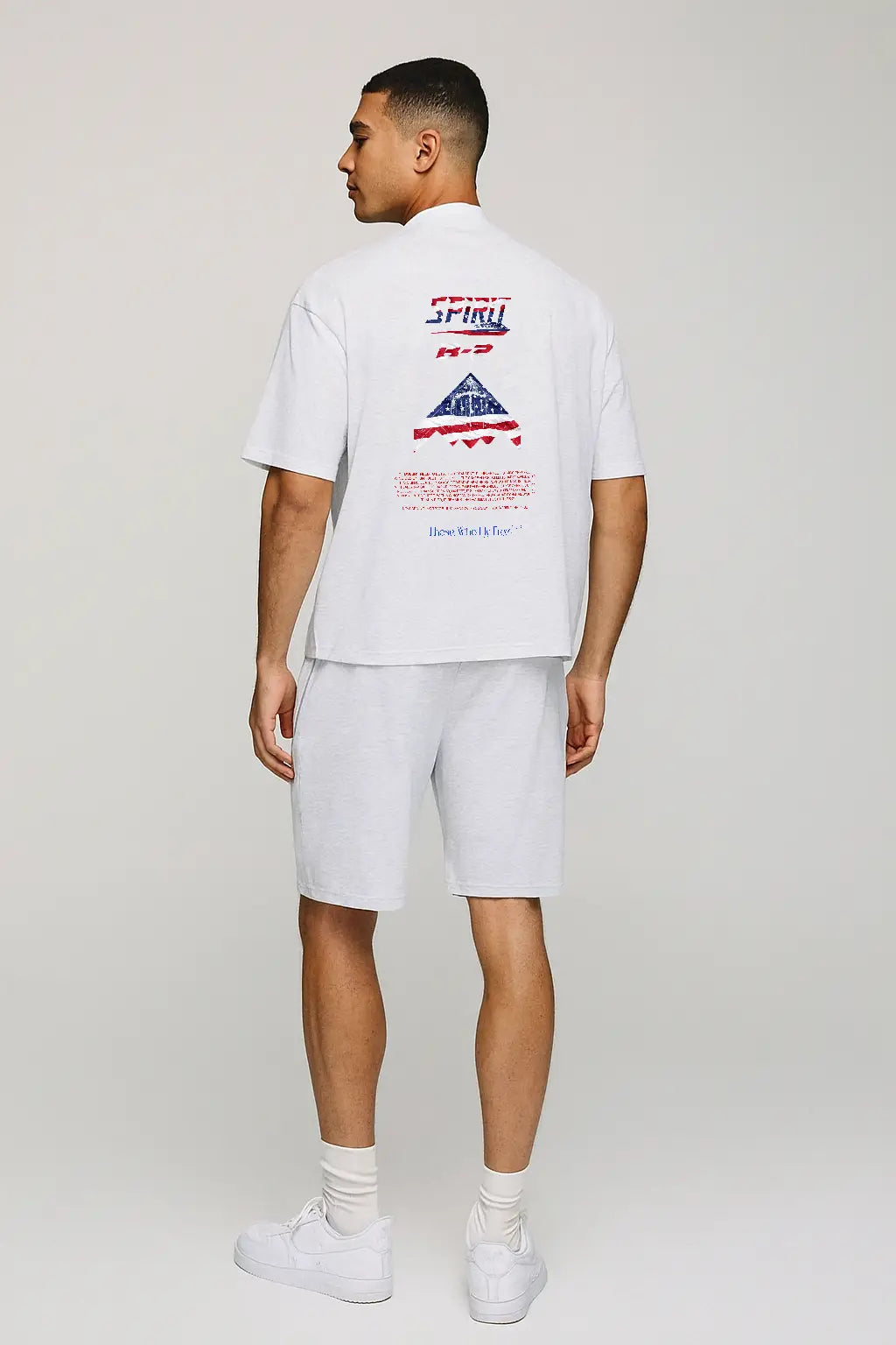 B2 Spirit Bomber USA Flag light gray marl tee