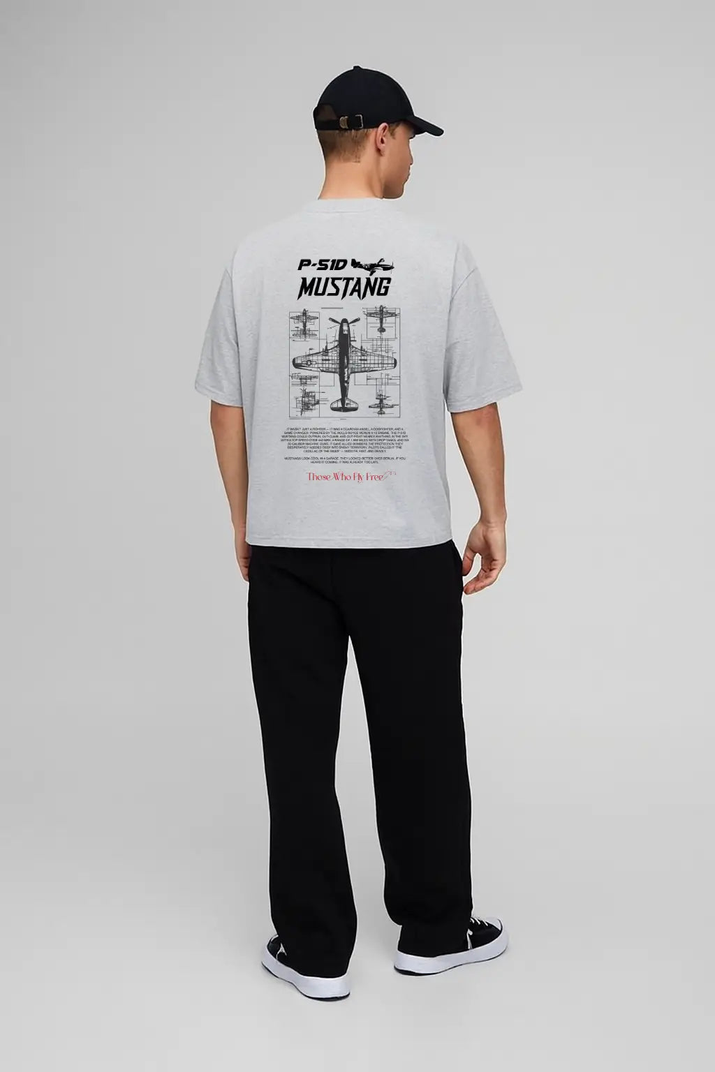 P51 Mustang Light Gray Marl tee