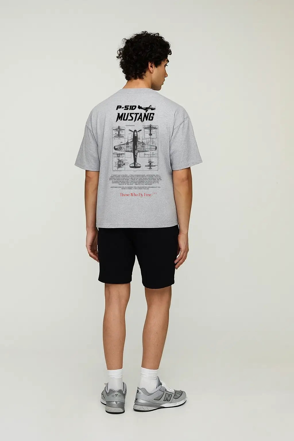 P51 Mustang Light Gray Marl tee