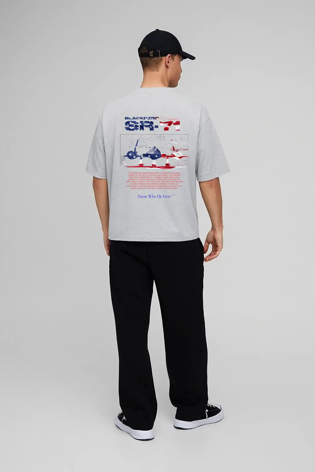 SR71 Light Gray Marl Tee USA Flag