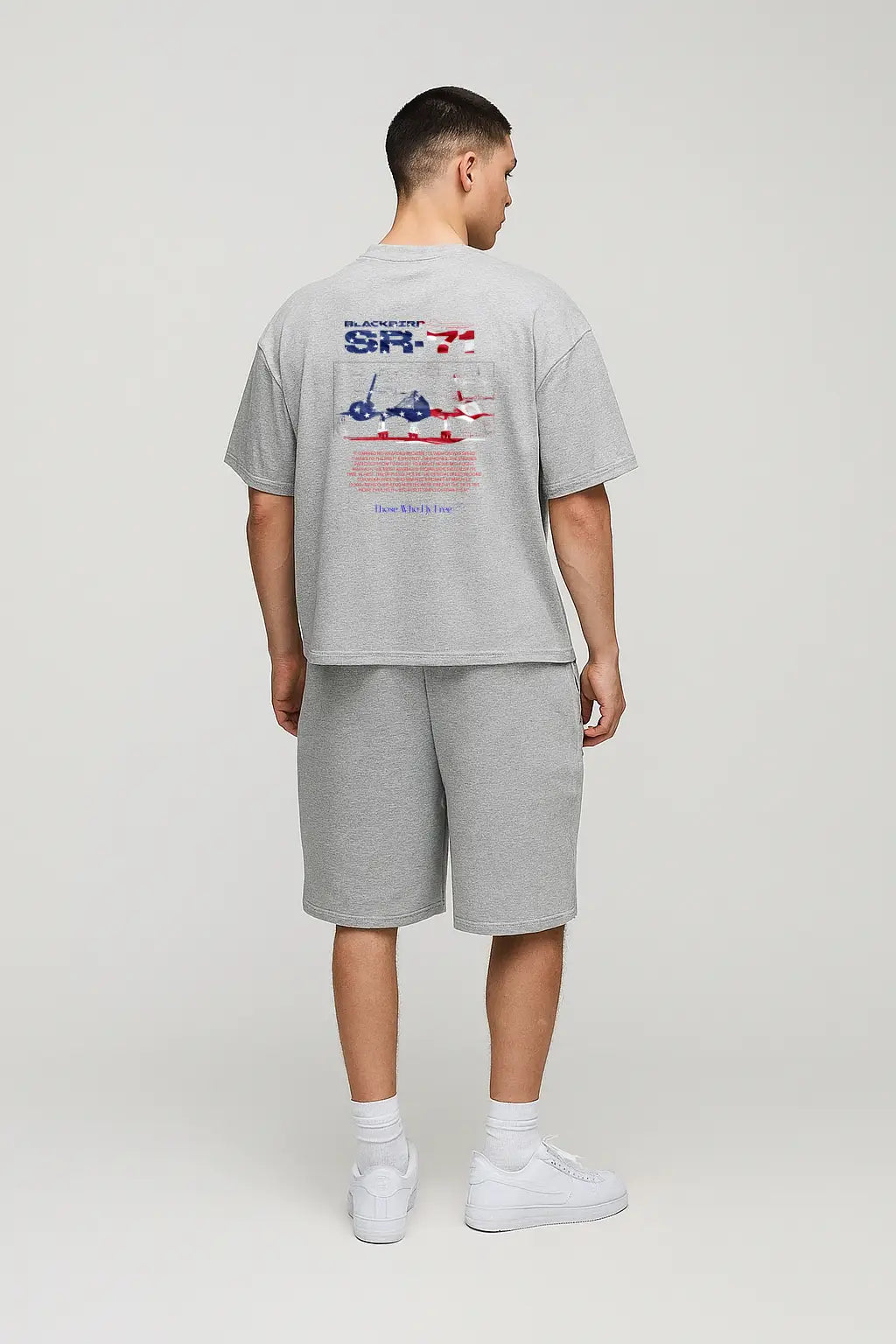 SR71 Light Gray Marl Tee USA Flag