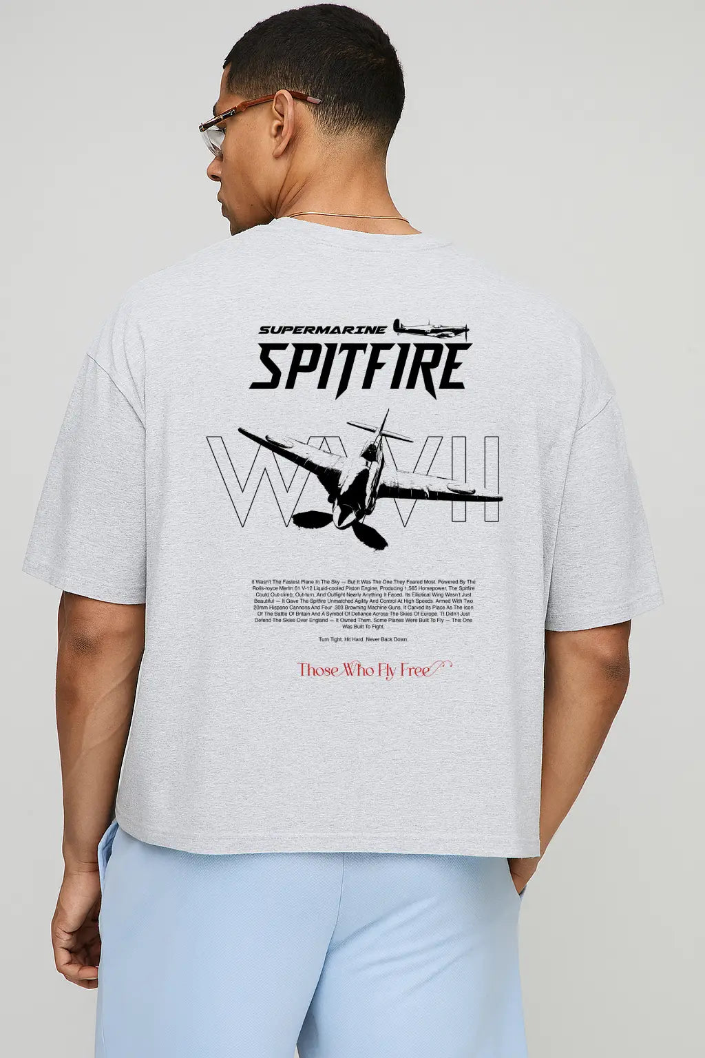 Supermarine Spitfire Light Gray Marl tee