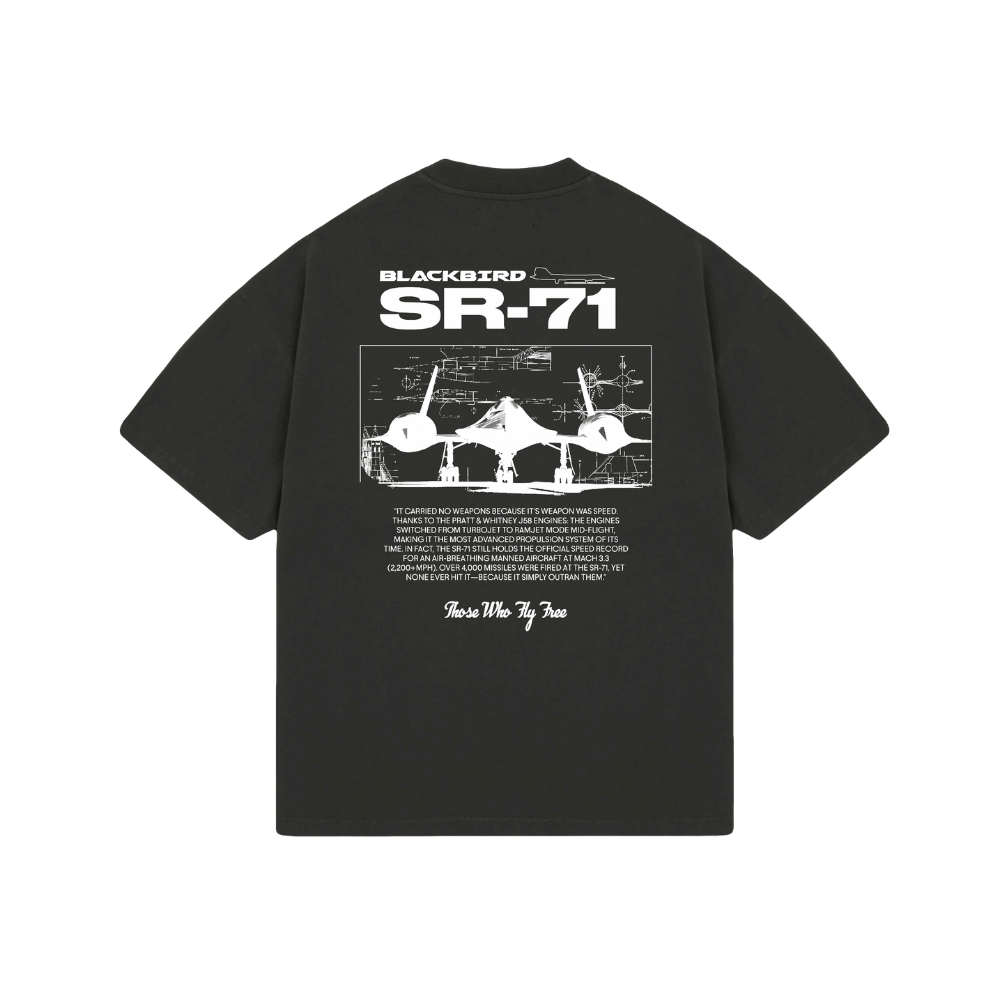 SR-71 T-Shirt – The Legendary Spy Plane Tee- Cool Gray Oversized