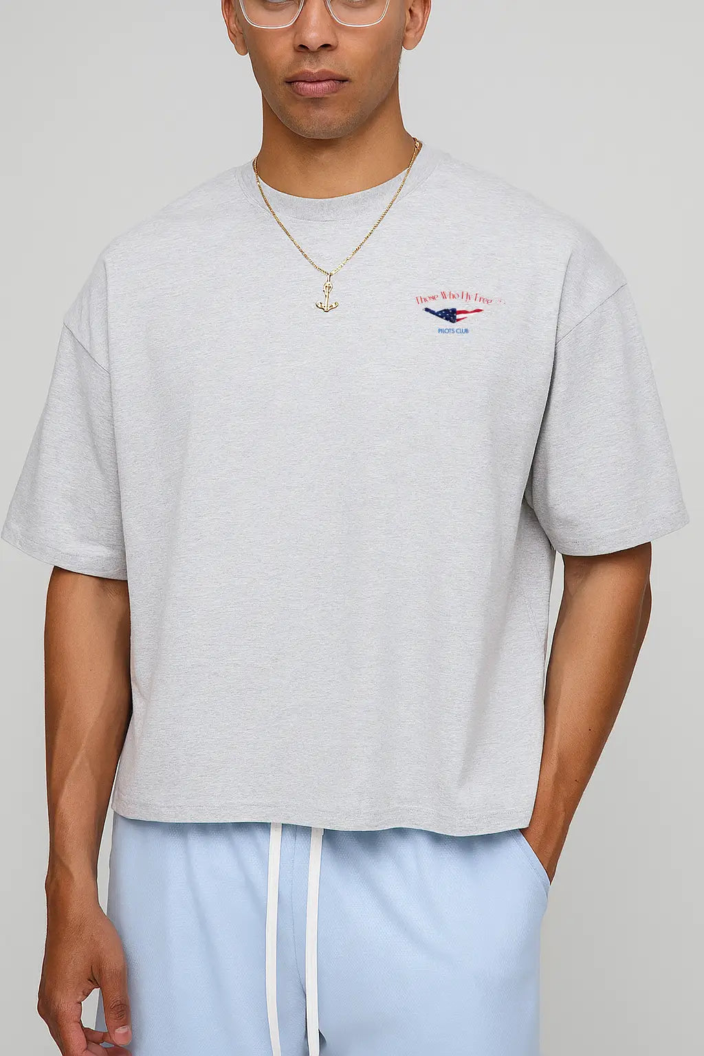 B2 Spirit Bomber USA Flag light gray marl tee