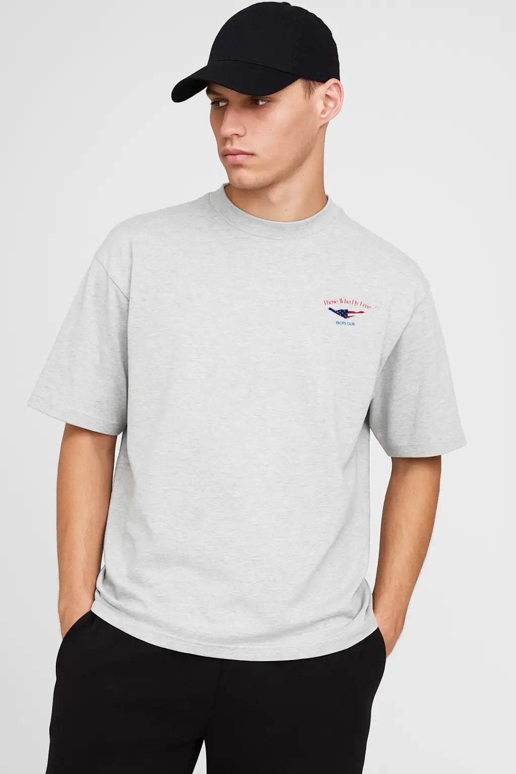 B2 Spirit Bomber USA Flag light gray marl tee