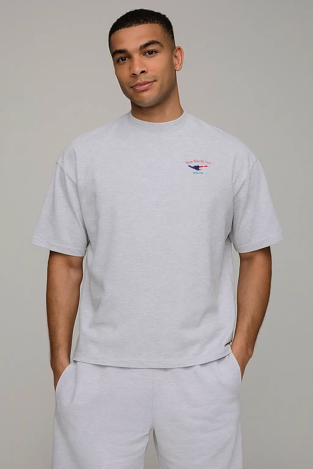 B2 Spirit Bomber USA Flag light gray marl tee