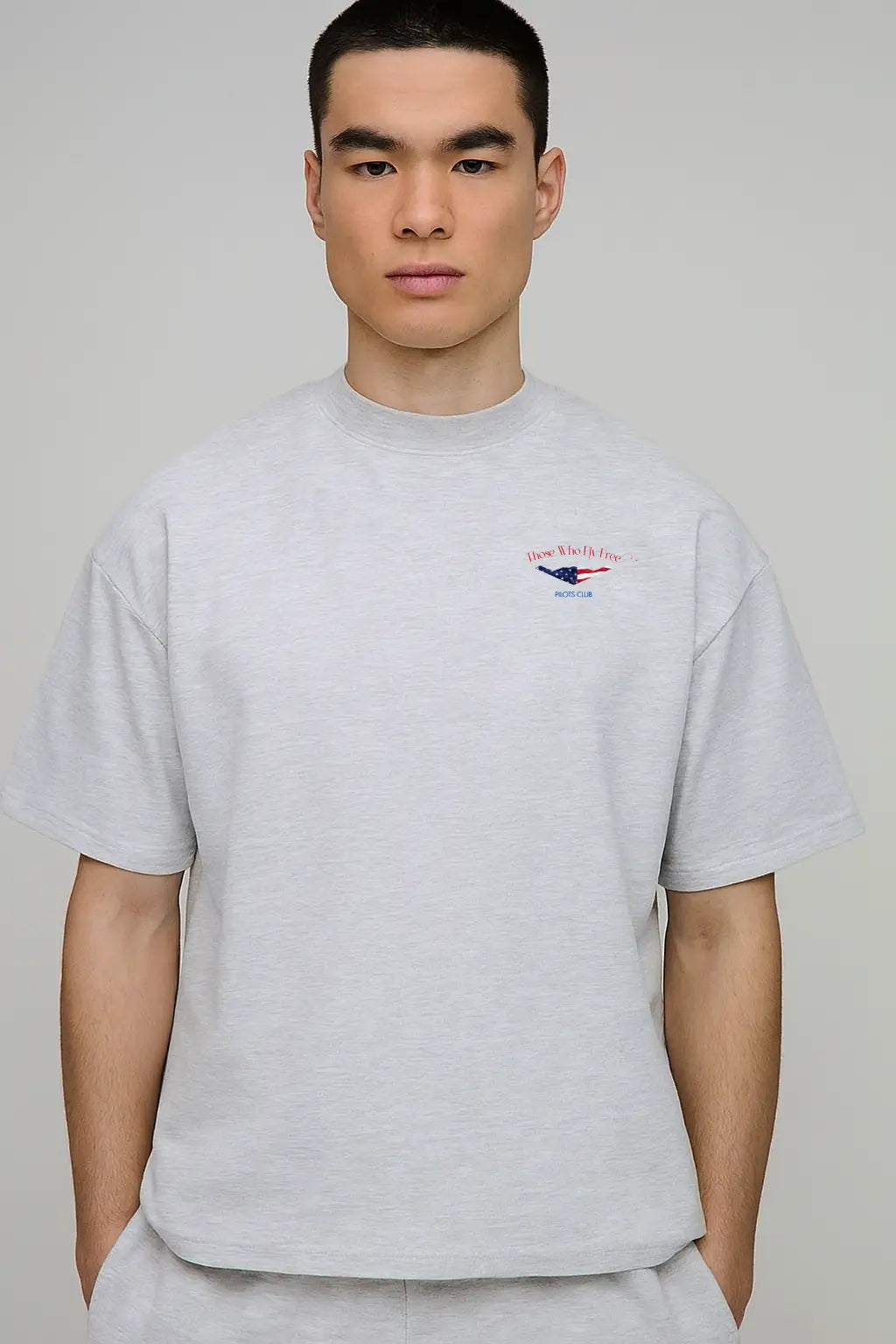 B2 Spirit Bomber USA Flag light gray marl tee