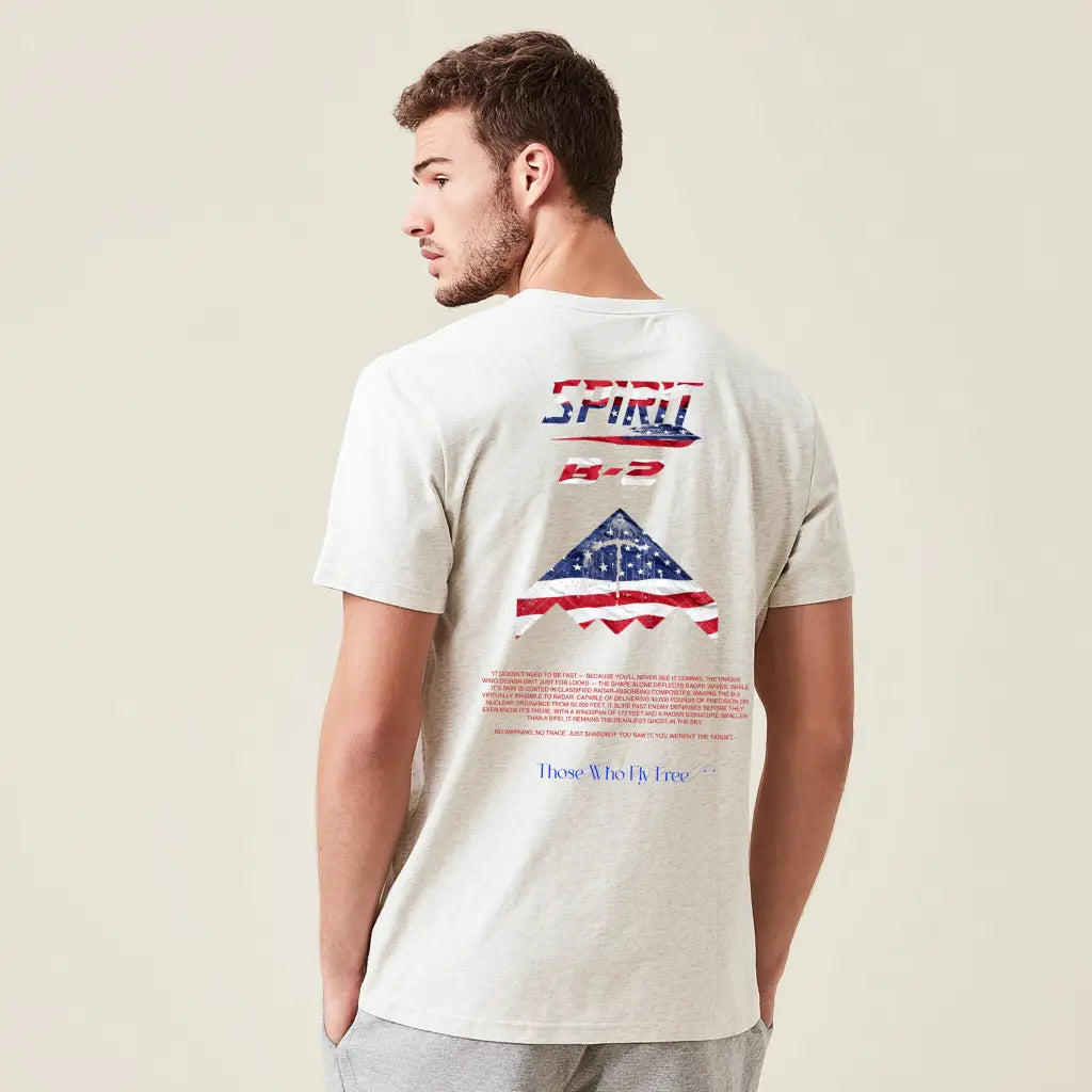 B2 Spirit Bomber USA Flag light gray marl tee