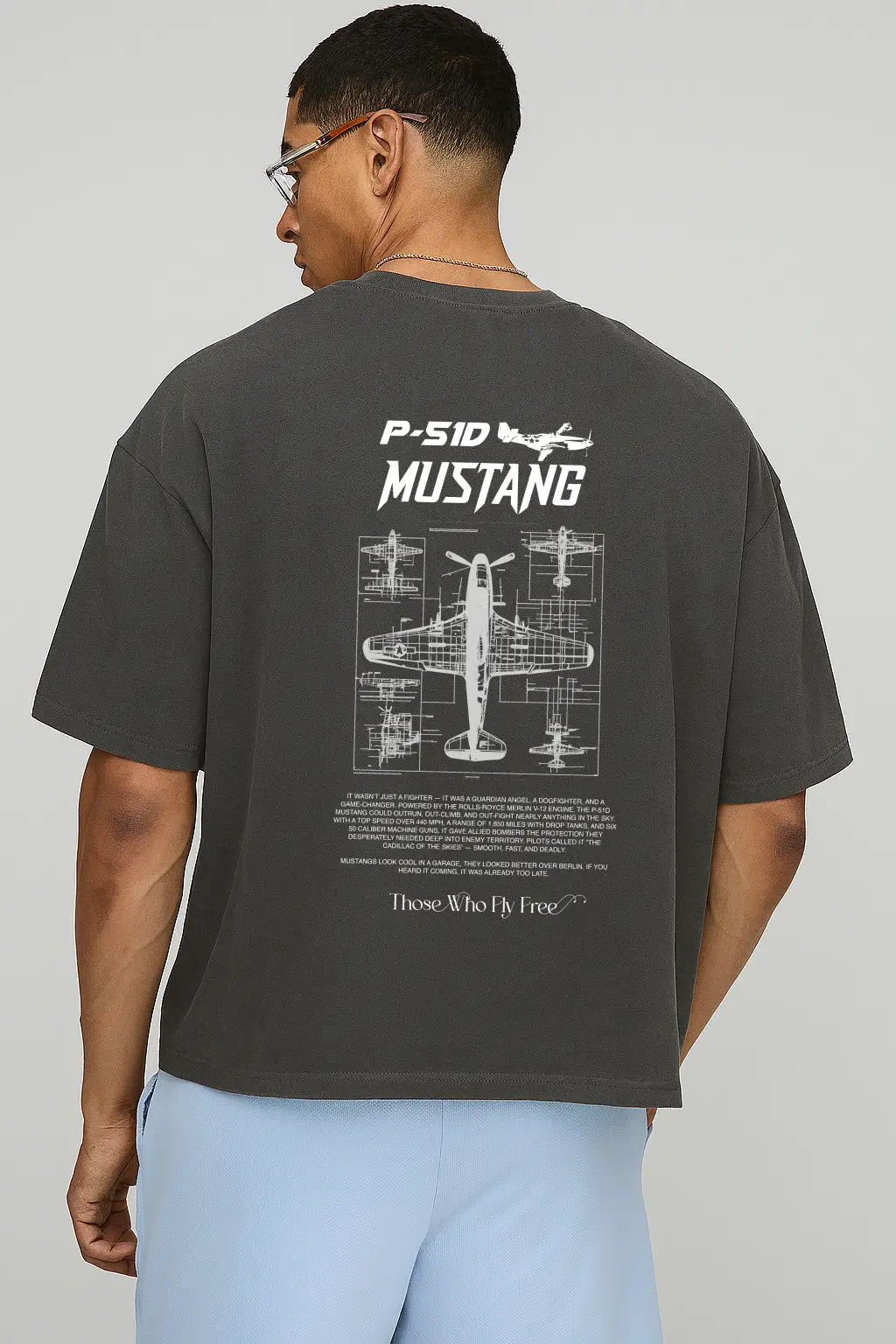 P-51 Mustang Vintage Black tee