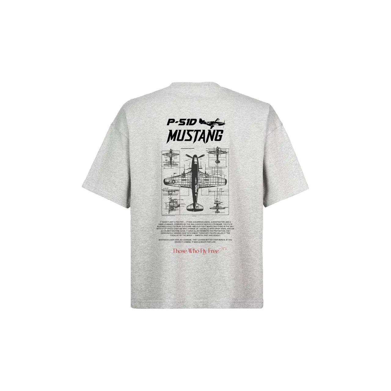 P51 Mustang Light Gray Marl tee