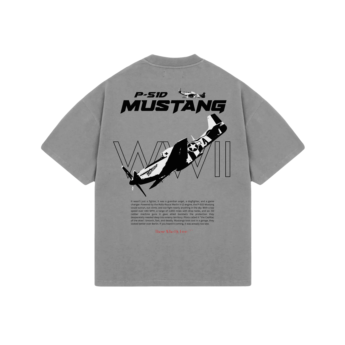 P-51 Mustang Oversized Vintage Gray Tee