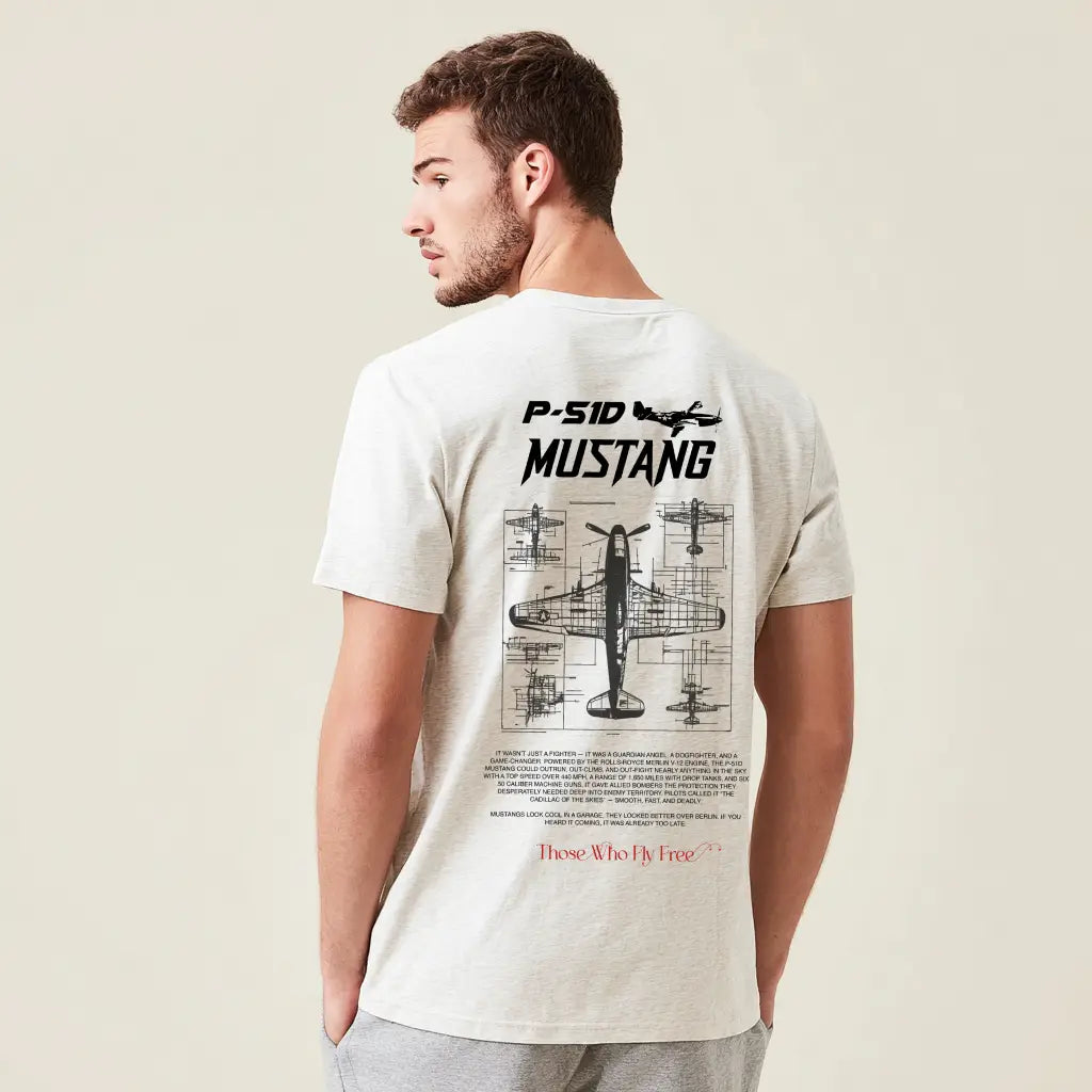 P51 Mustang Light Gray Marl tee