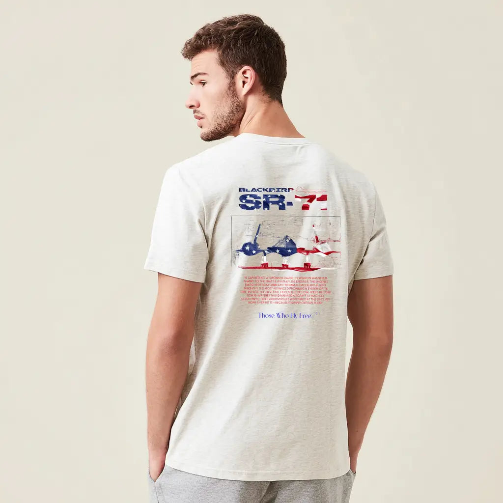 SR71 Light Gray Marl Tee USA Flag