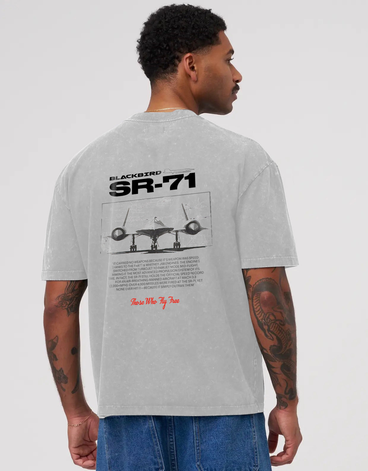 SR-71 T-Shirt – The Legendary Spy Plane Tee- Cool Gray Oversized